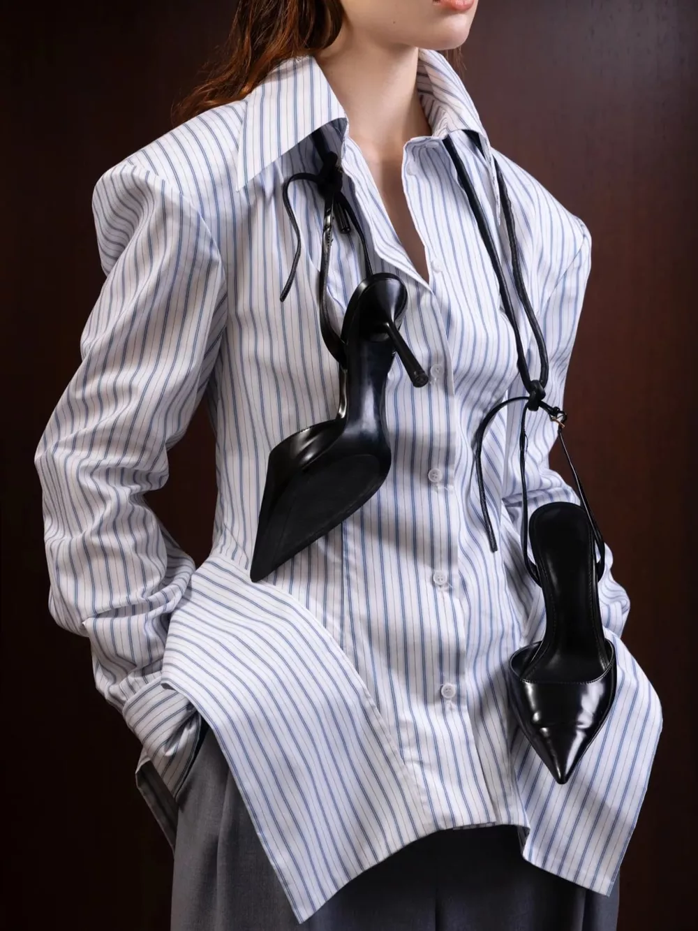 Striped Button Up Long Sleeve Shirt, image 6