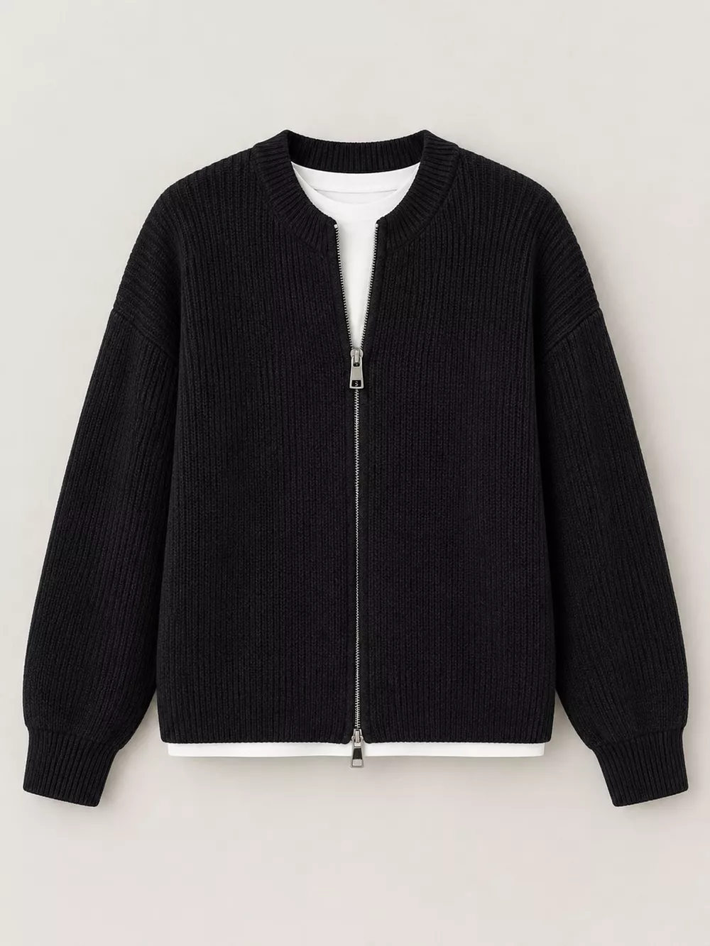 Zip Up Dropped Shoulder Cardigan, image 4