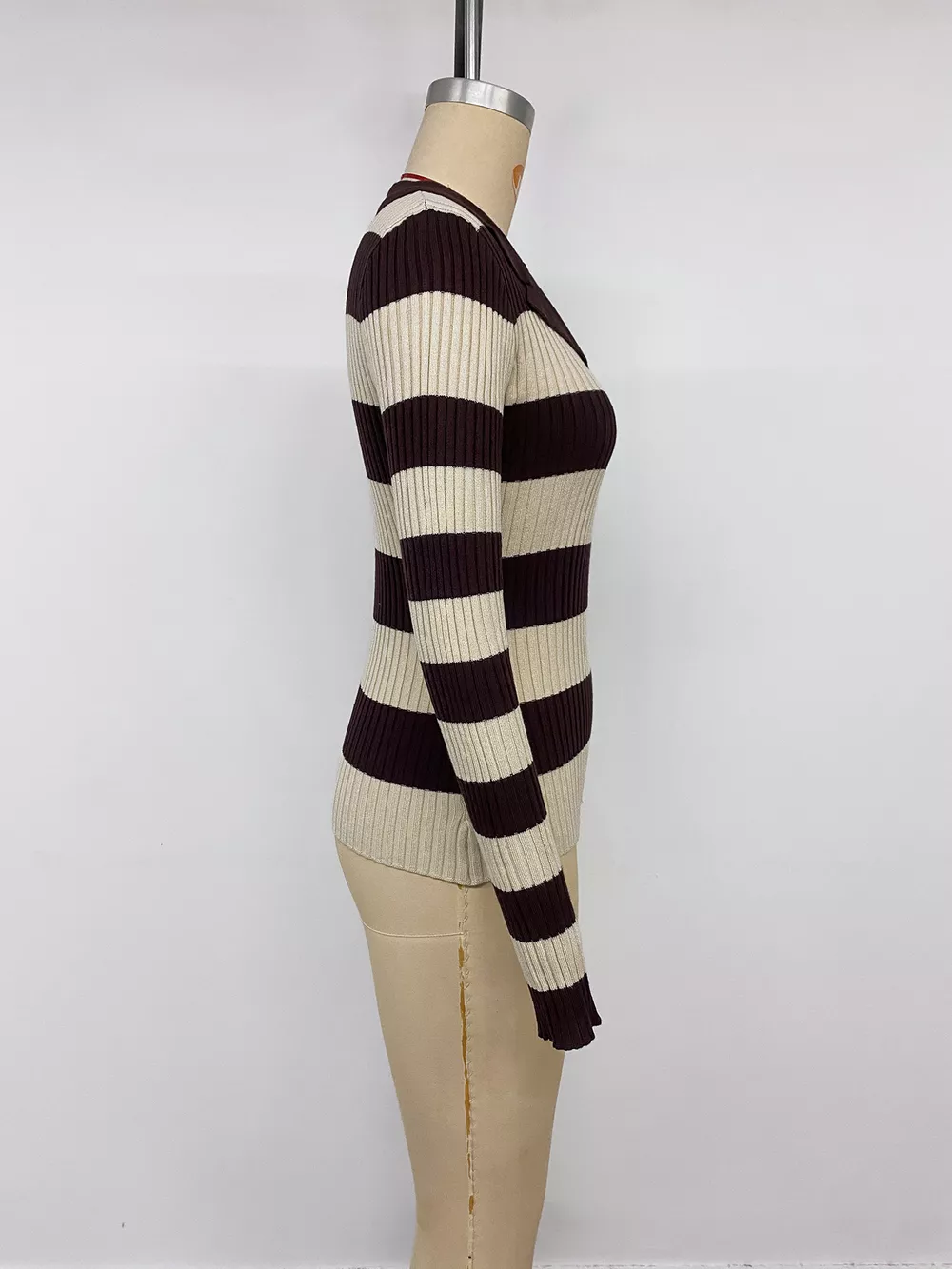 Striped Ribbed Knit Long Sleeve Sweater, image 12