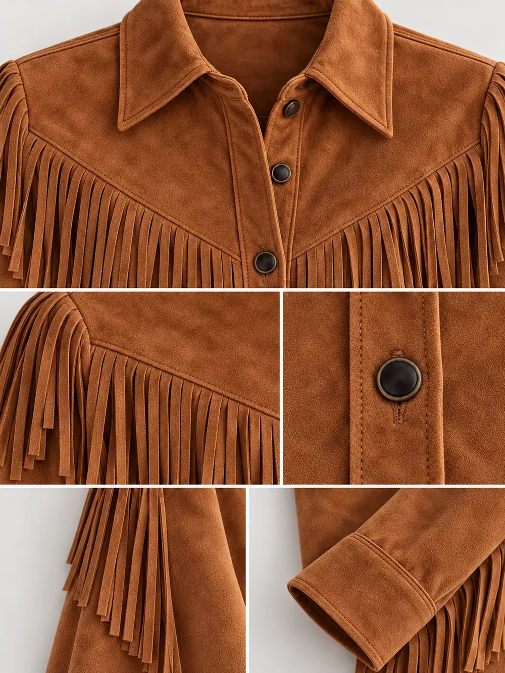 Full Size Fringed Button Up Shirt Plus Size, image 3