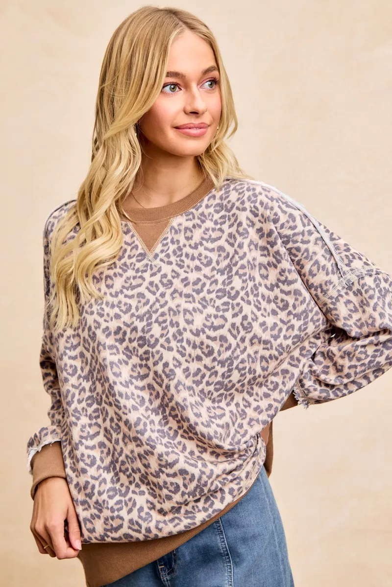 Leopard Printed French Terry Sweatshirt