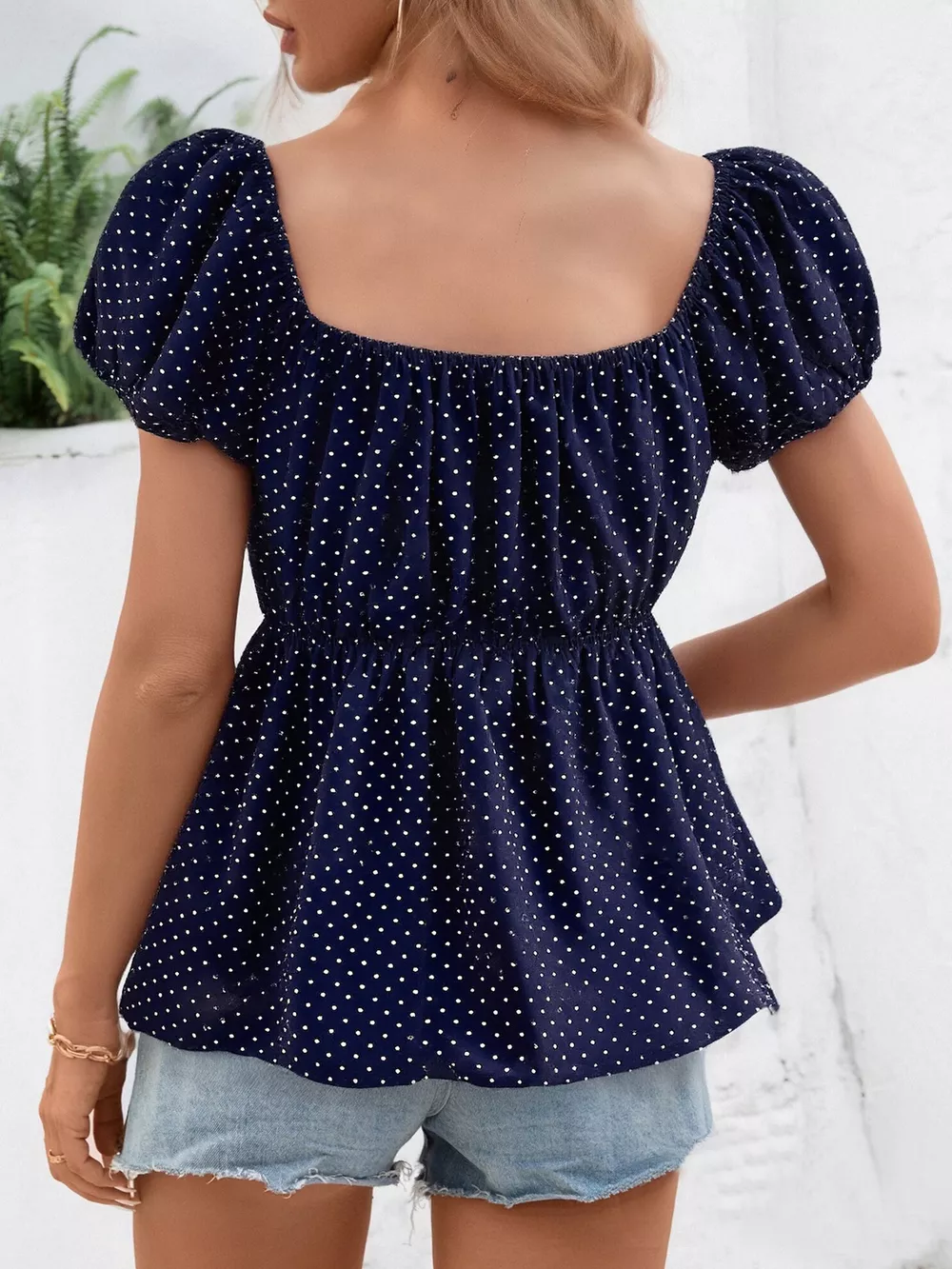 Polka Dot Short Sleeve Blouse, image 3