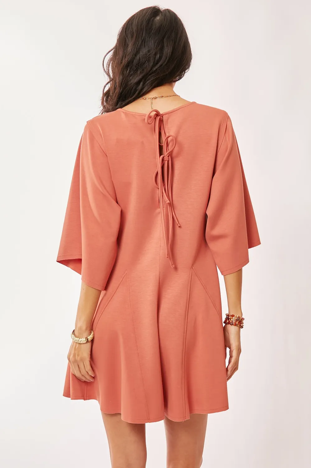 Solid Draped Sleeve Ties Back Skort Romper, image 2