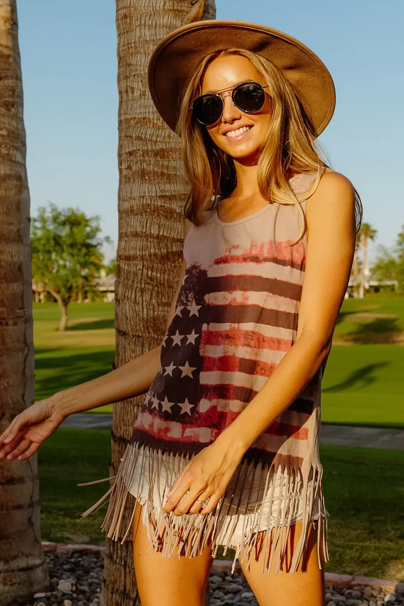 American Flag Print Knit Sleeveless Top, image 9