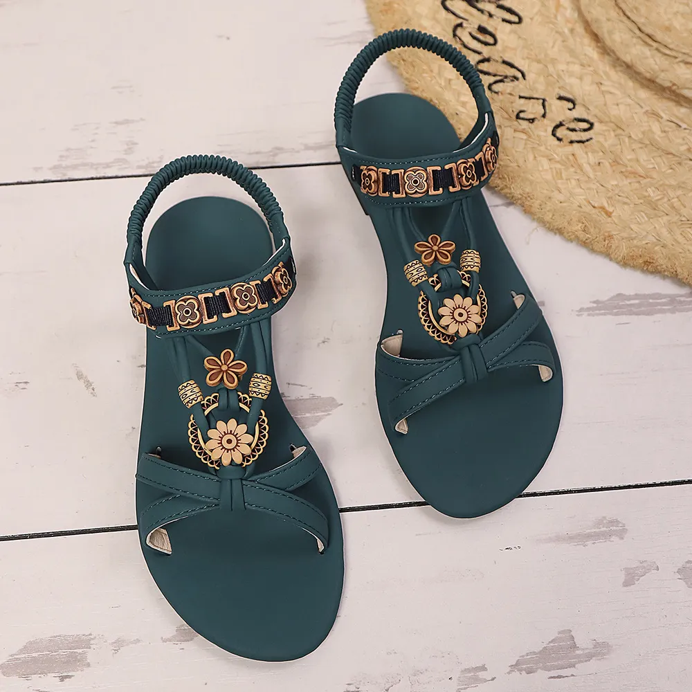 Flower Open Toe Flat Sandals, image 6