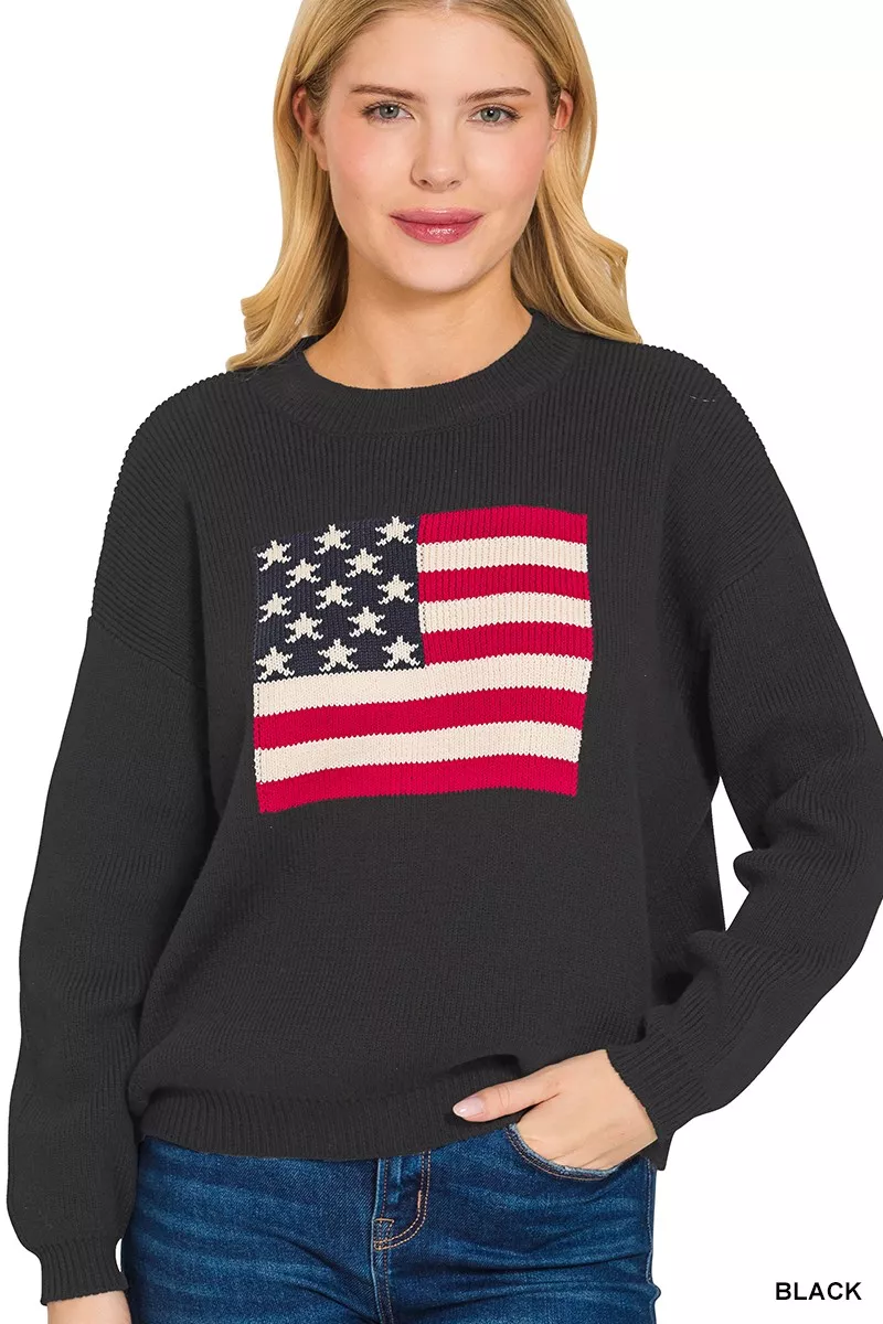 American Flag Crew Neck Sweater, image 2