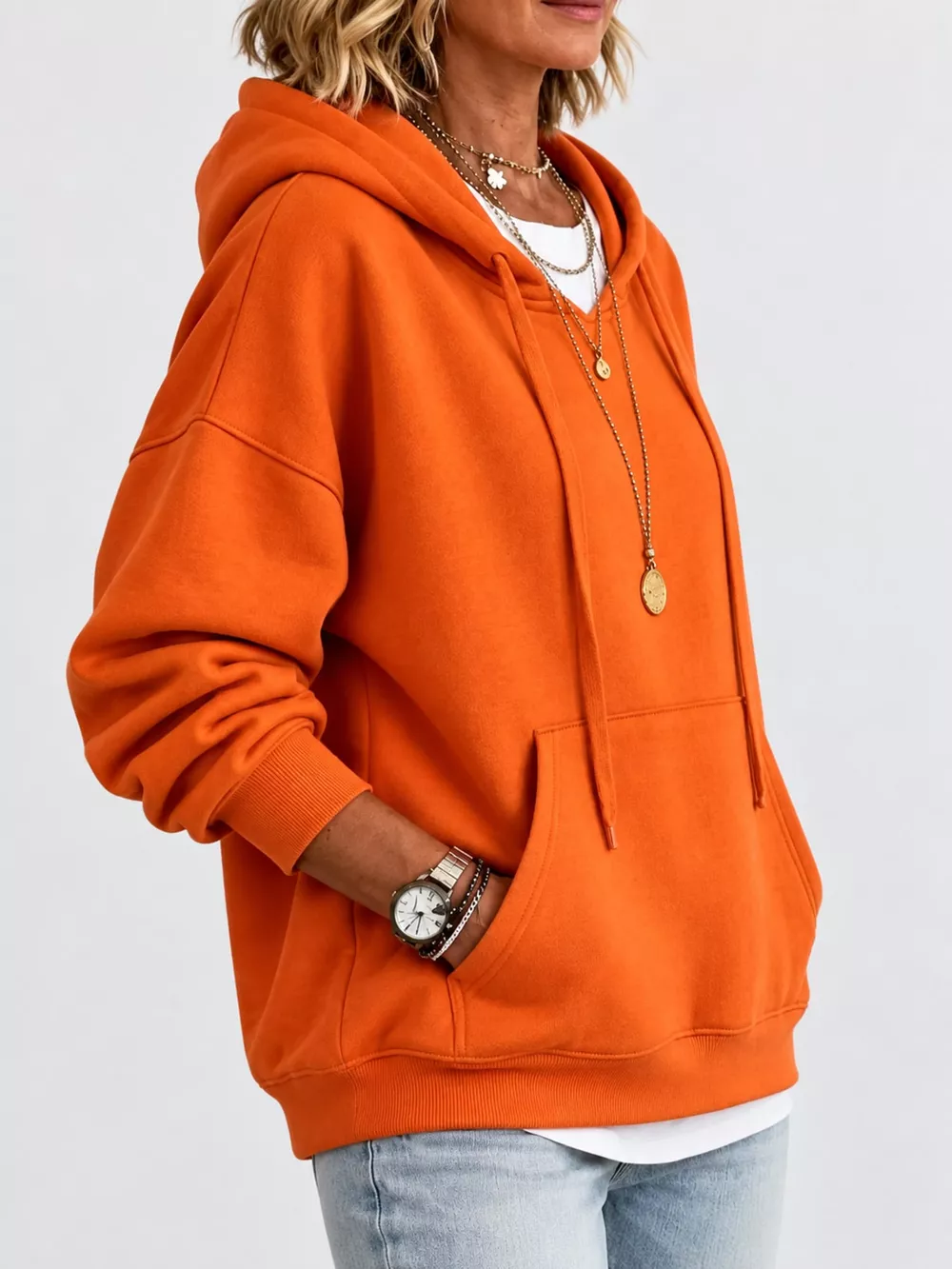 Drawstring Dropped Shoulder Hoodie, image 18