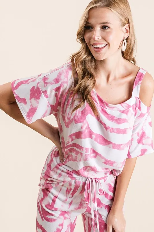 Zebra Print French Terry Top and Pants Set, image 5