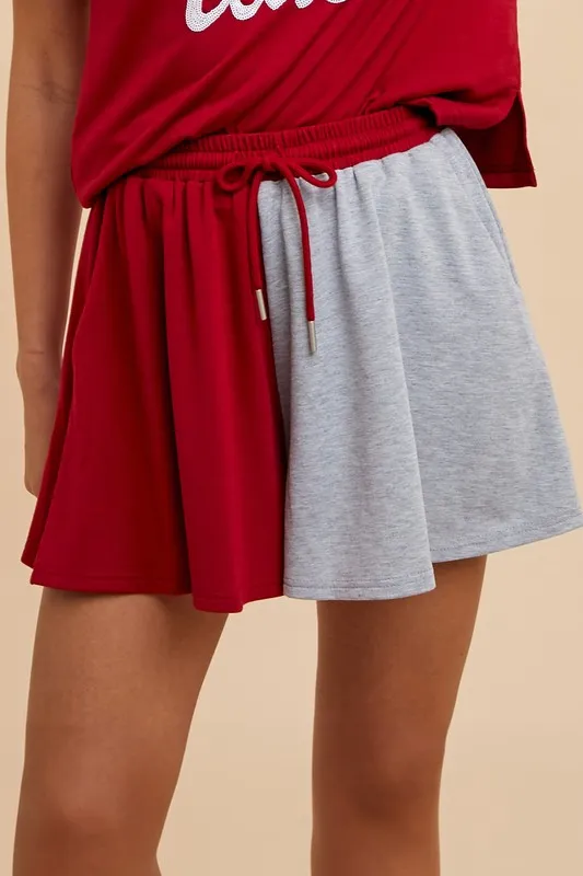 Color Block French Terry Flare Shorts