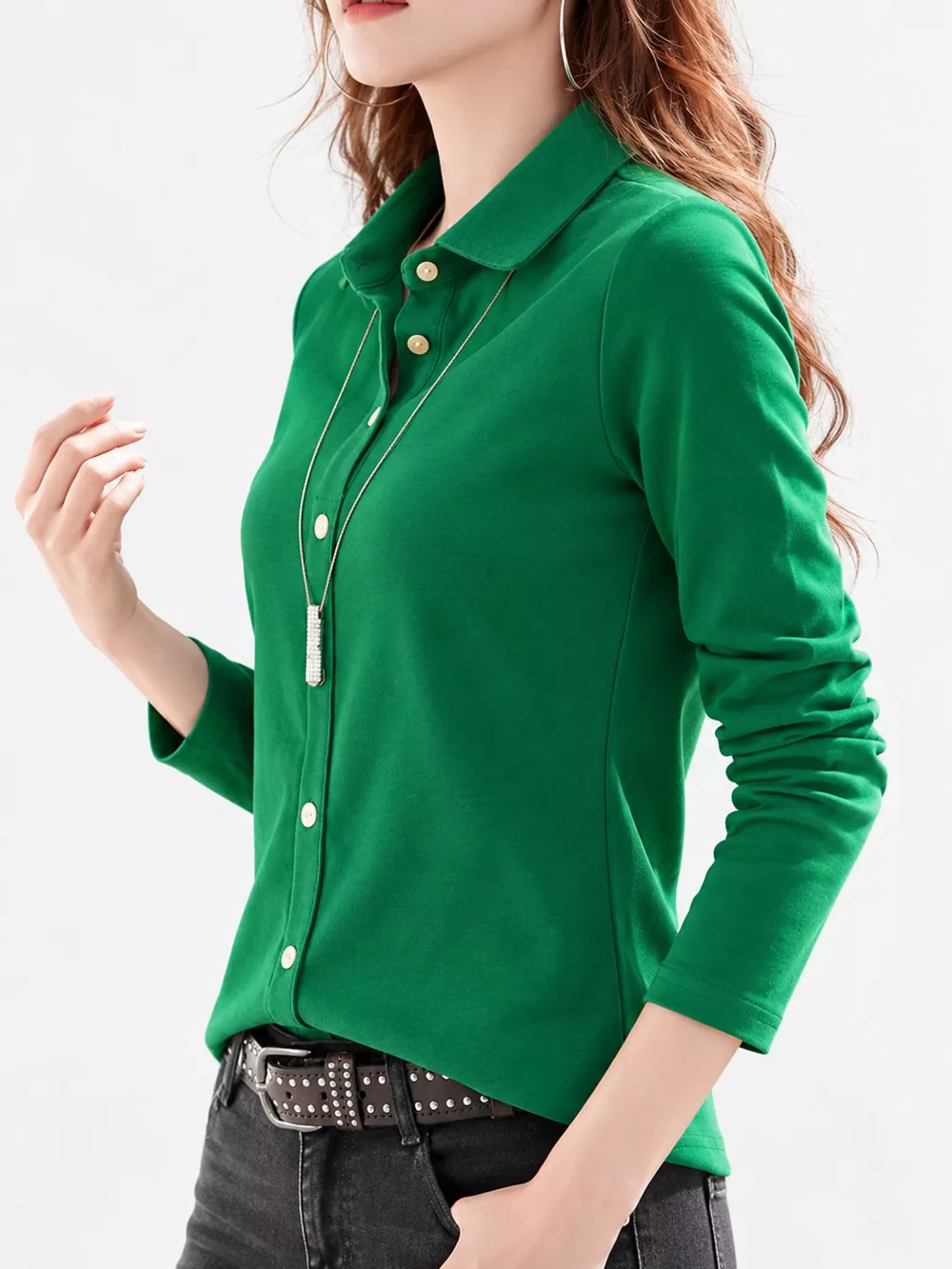 Full Size Button-Down Long Sleeve Shirt Plus Size, image 31