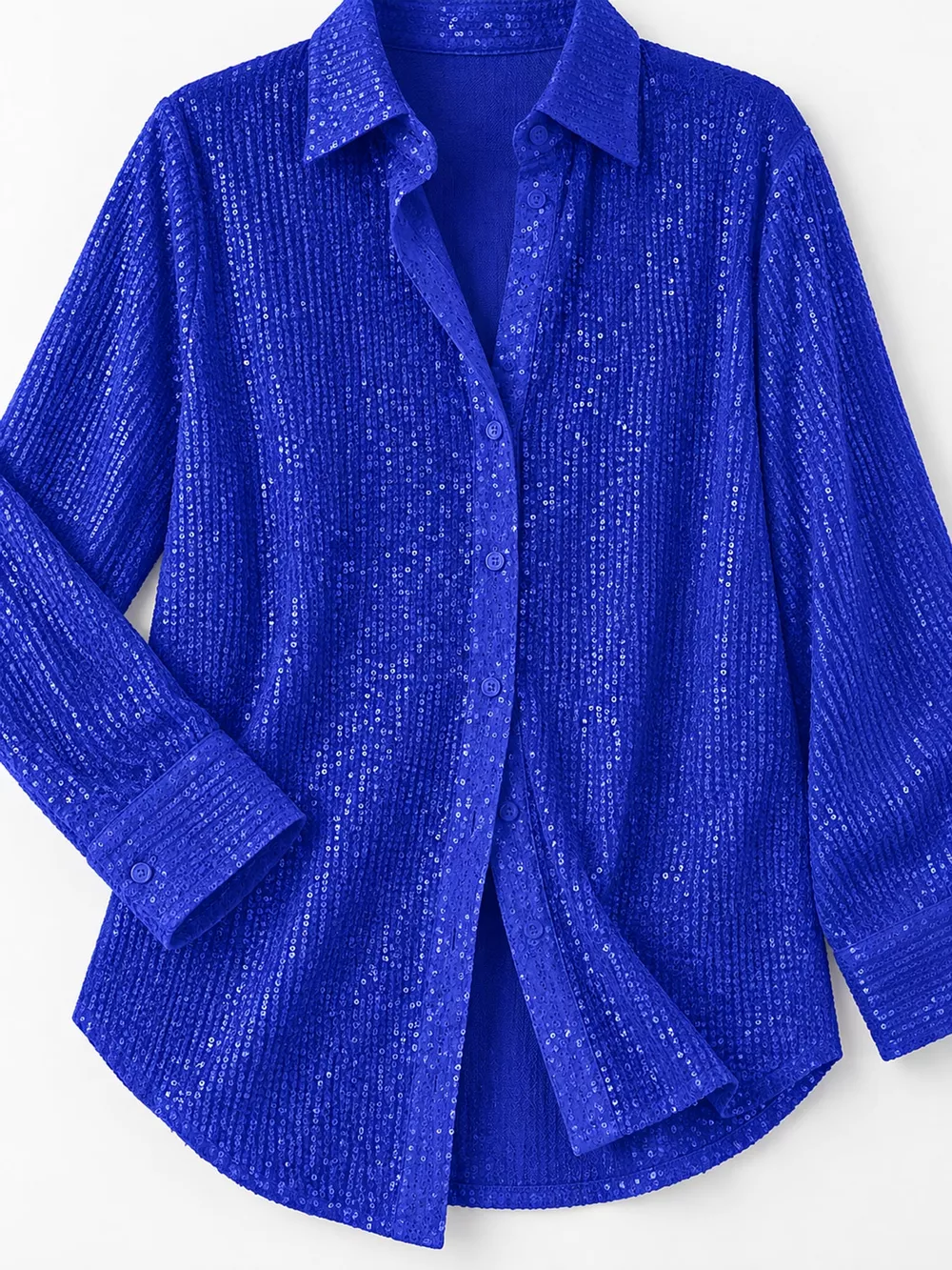 Full Size Sequin Button-Down Shirt Plus Size, image 49