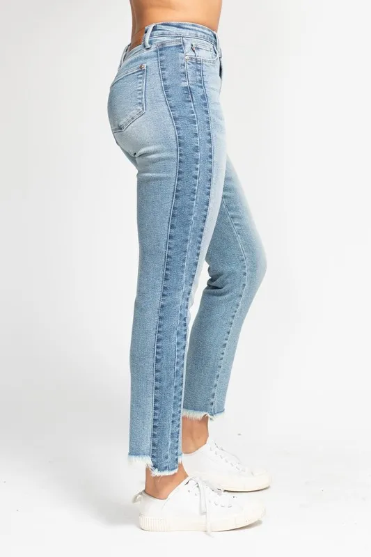 Full Size Vintage Wash Side Panel Detail with Fray Hem Slim Plus Size, image 8