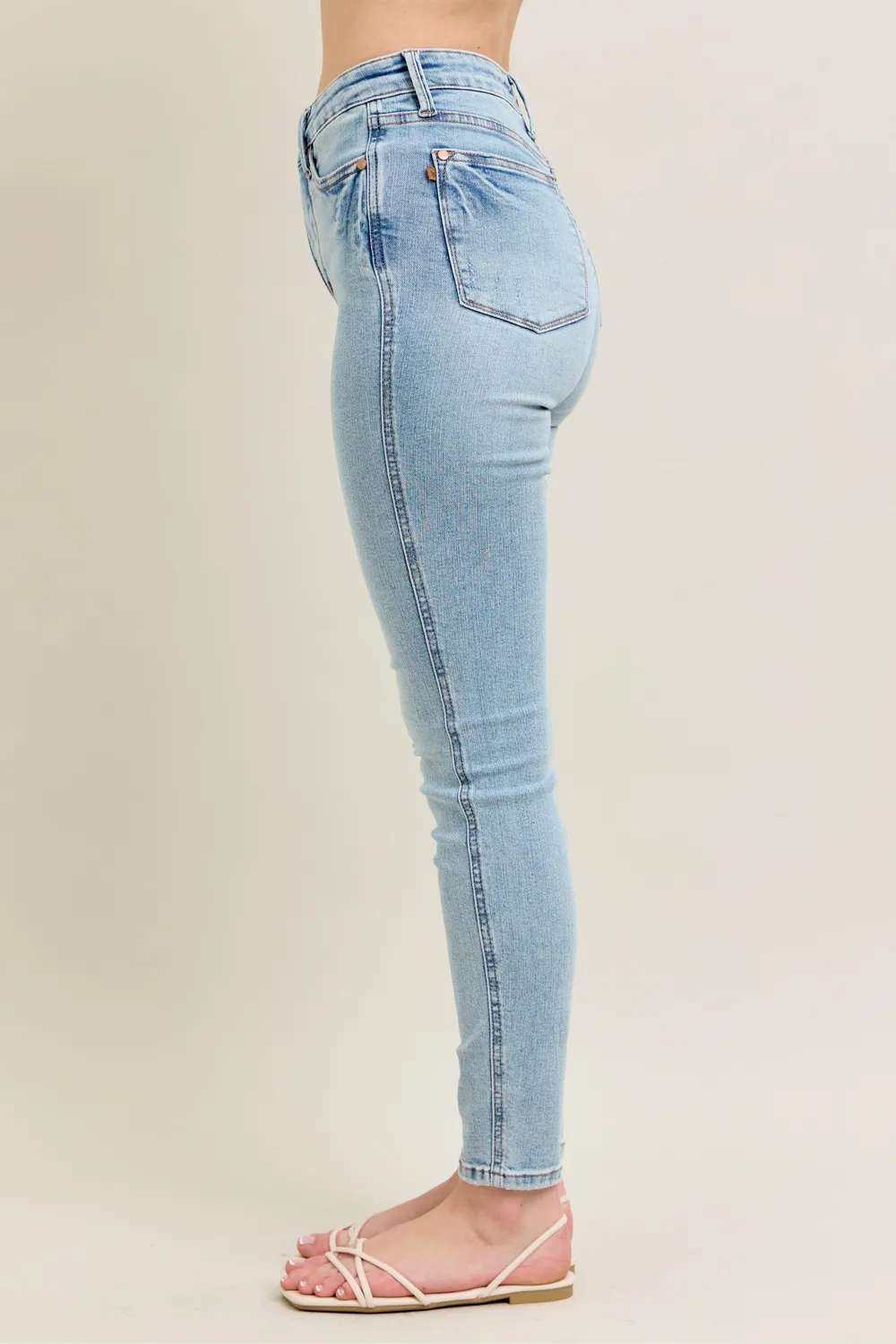 Full Size Mr Tummy Control Vintage Wash Skinny Jeans Plus Size, image 7