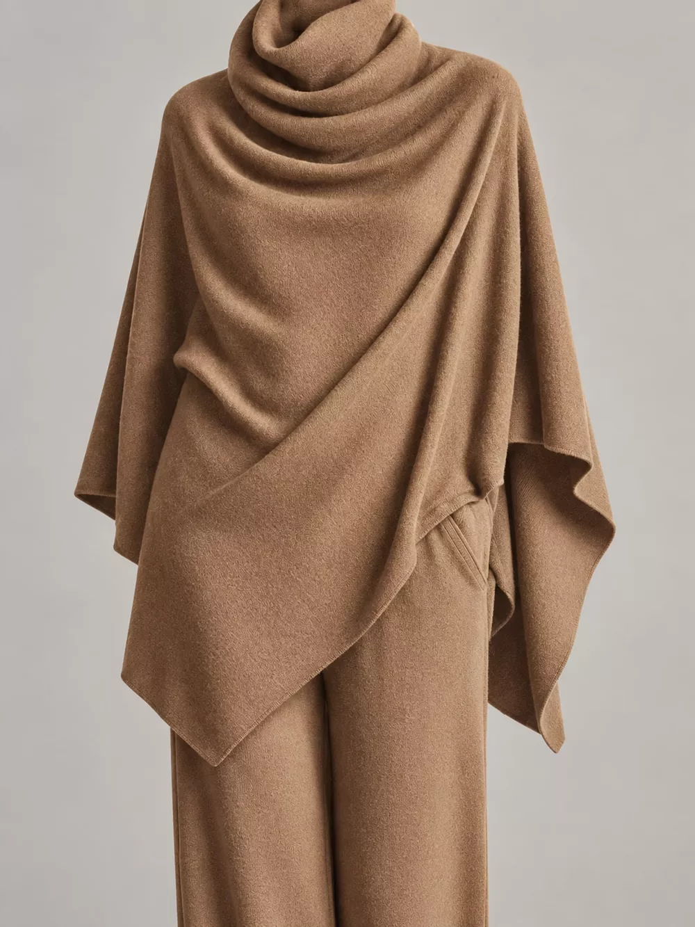 Full Size Turtleneck Poncho and Wide-Leg Pants Set Plus Size, image 13