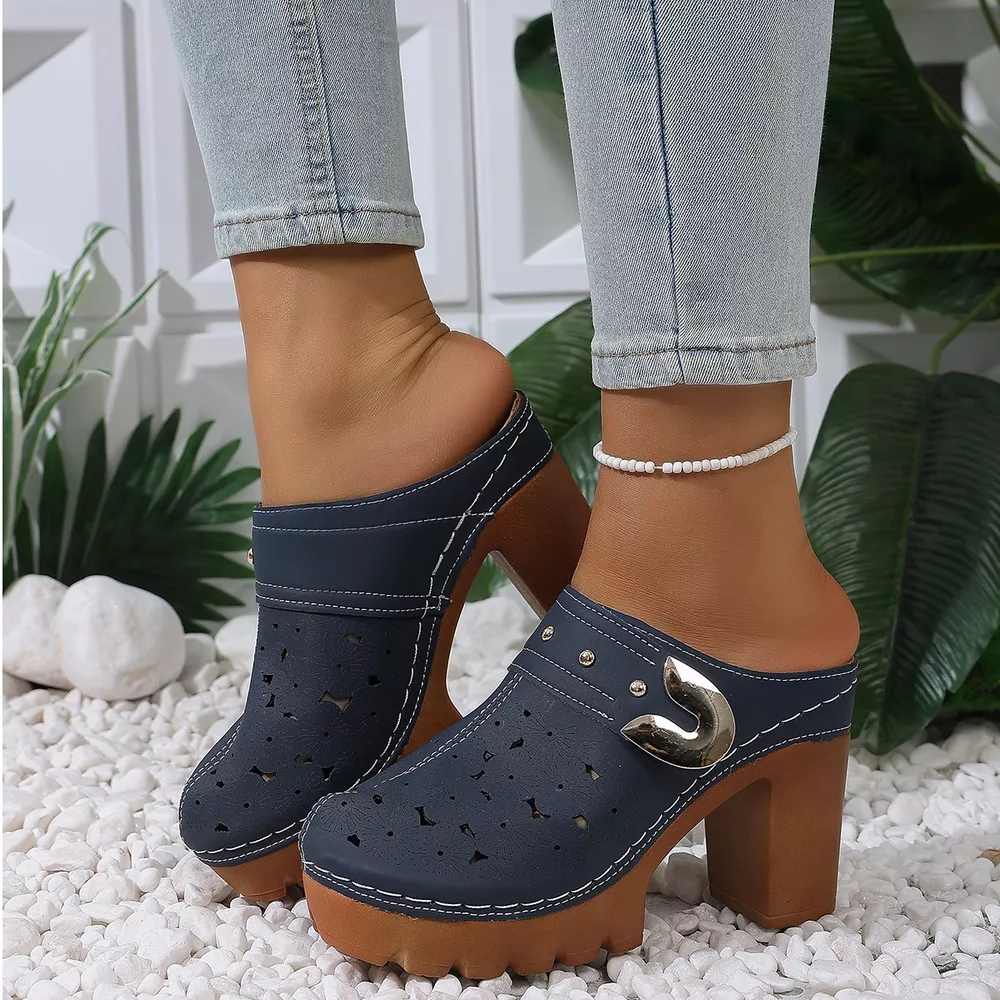 Round Toe Block Heels Sandals, image 9