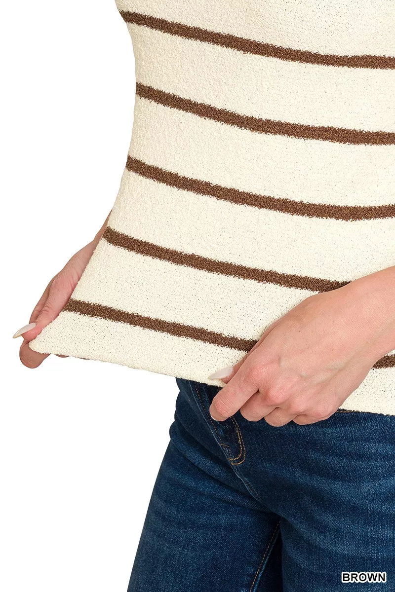 Round Neck Stripe Knit Tank Top, image 5