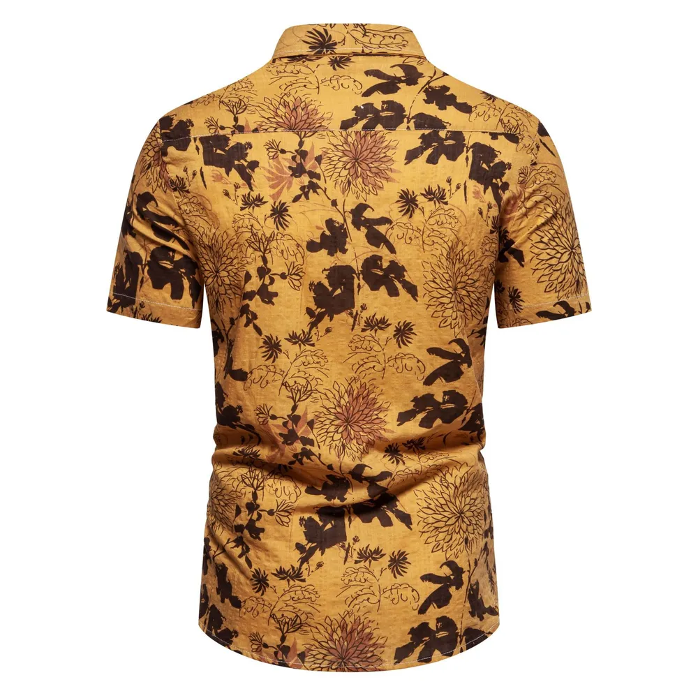 Men's Plus Size Floral Print Short Sleeve Button Down Shirt, image 9