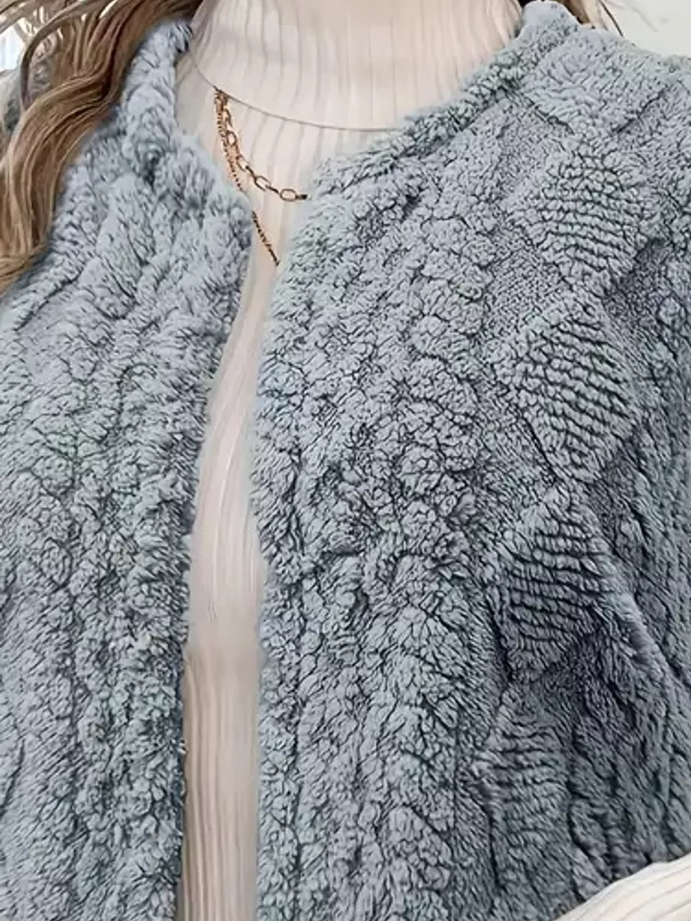 Sherpa Open Front Vest Coat, image 17
