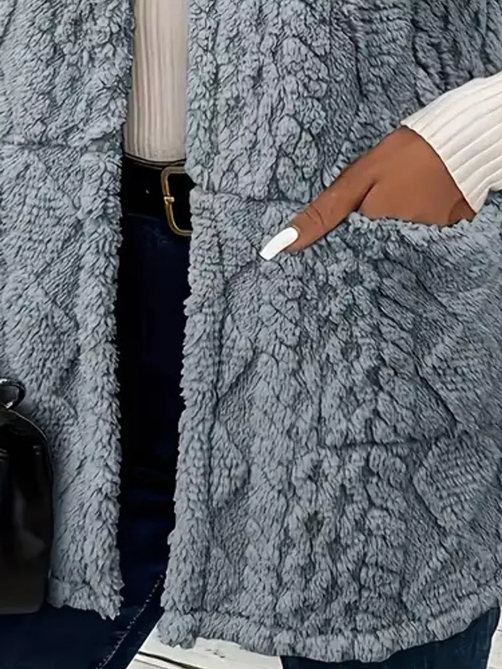 Sherpa Open Front Vest Coat, image 18