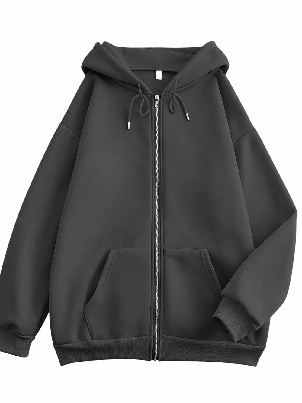 Full Size Oversized Solid Zip-Up Hoodie with Drawstring Plus Size, image 71