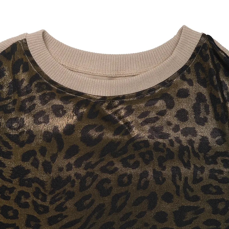 Leopard Round Neck Long Sleeve Sweatshirt, image 9