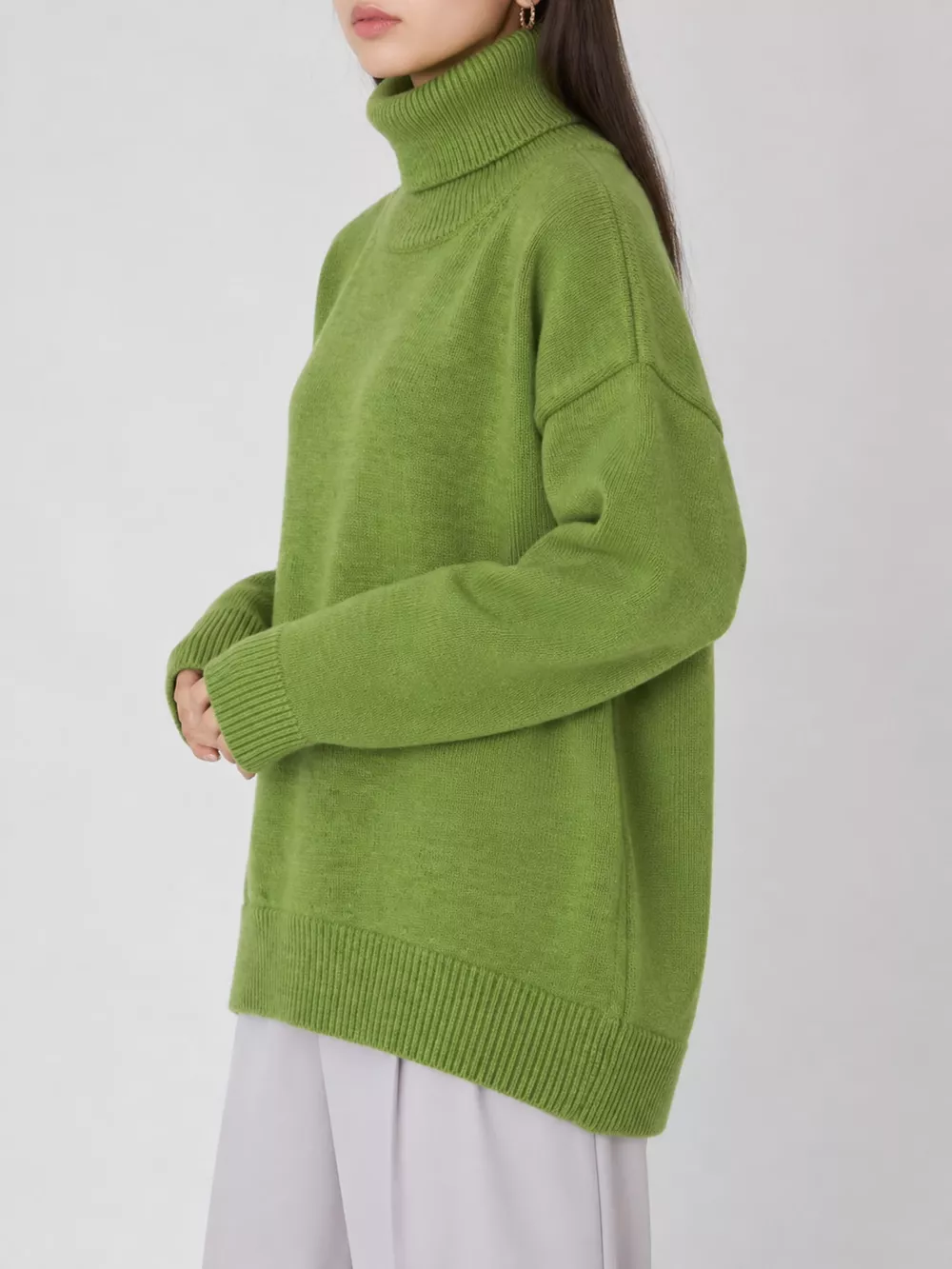 Oversized Turtleneck Dropped Shoulder Sweater, image 50