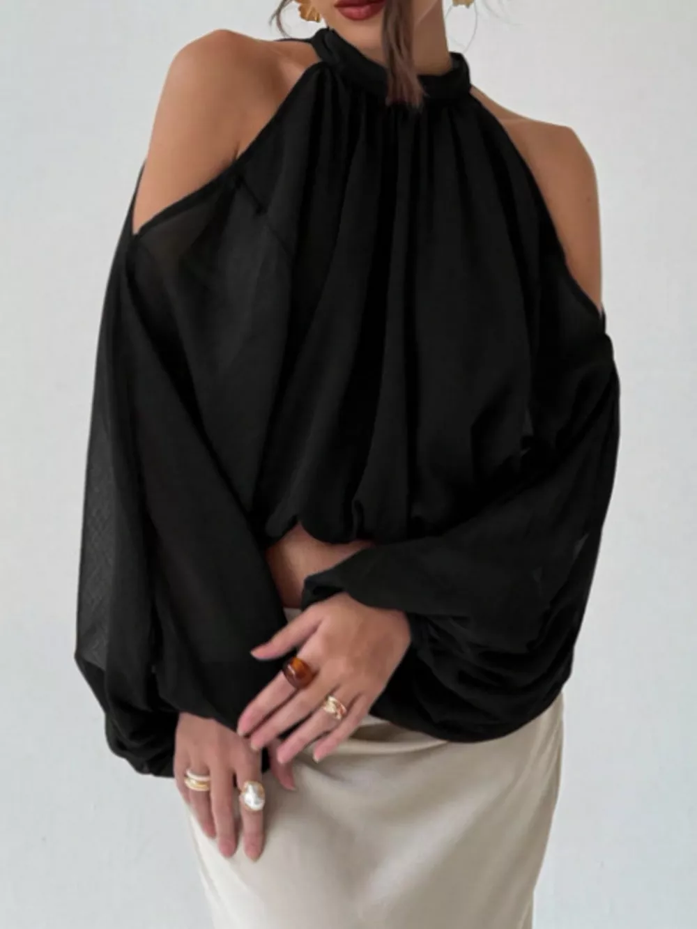 Cold-Shoulder Long Sleeve Blouse, image 8