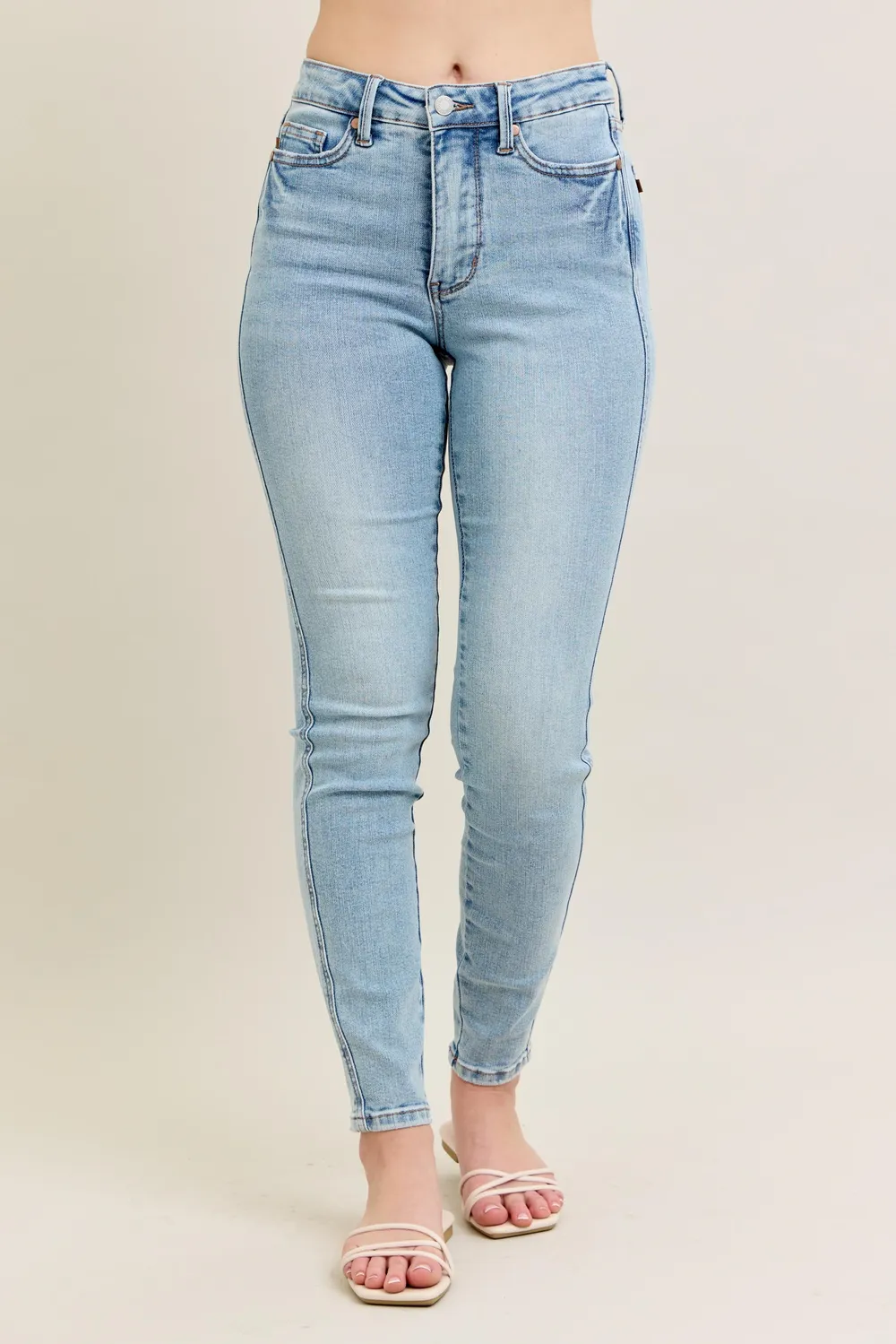 Full Size Mr Tummy Control Vintage Wash Skinny Jeans Plus Size
