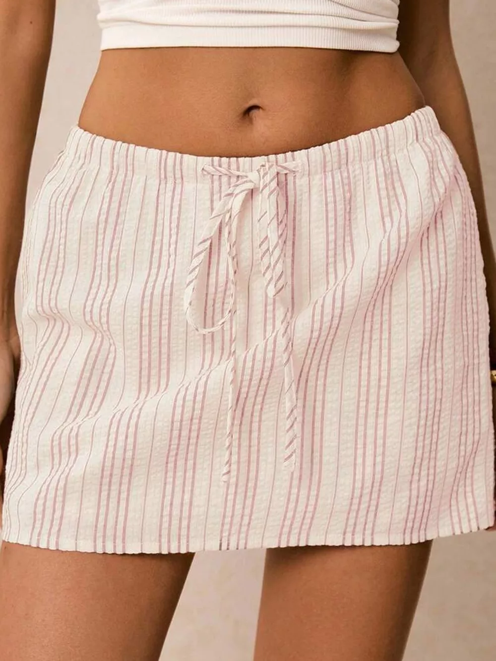 Striped Drawstring Mini Skort, image 21
