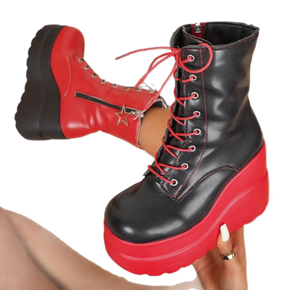 Color Block Platform Wedge Boots, image 4