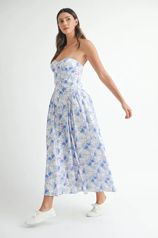 Sweetheart Neckline Floral Printed Midi Dress, image 3