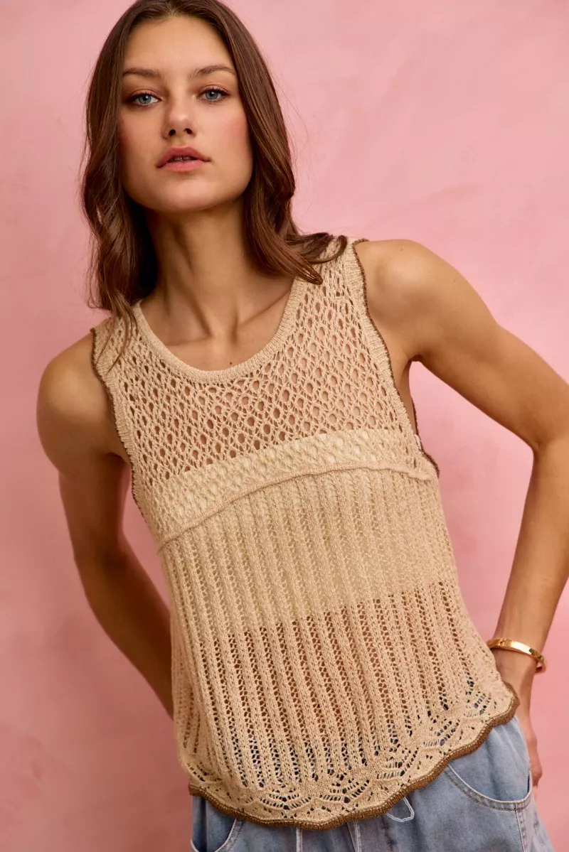 Crochet Lace Light Weight Sweater Vest, image 8