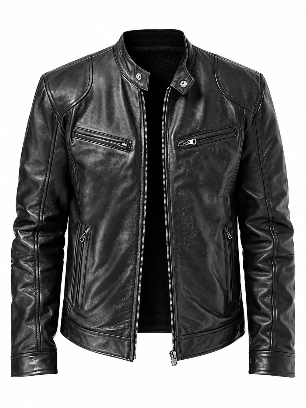 Men's Full Size Faux Leather Zip Up Jacket Plus Size, image 63