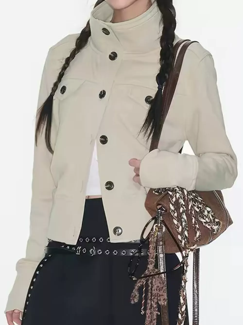 High-Neck Button-Up Jacket, image 7