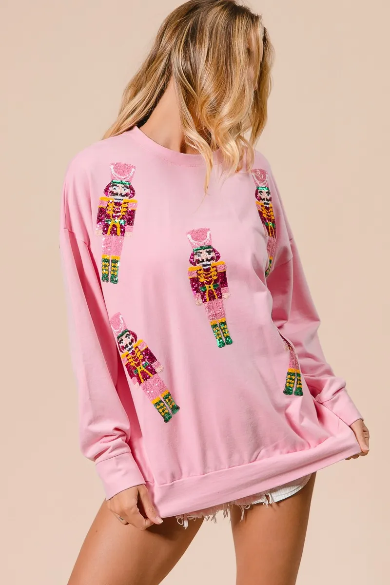 Sequin Nutcrackers Embroidery Christmas Sweatshirt, image 8