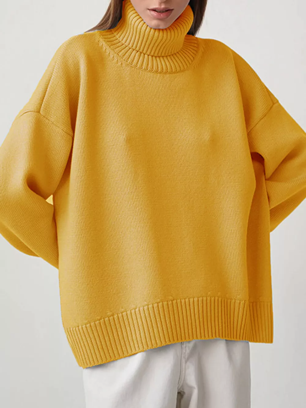 Oversized Turtleneck Dropped Shoulder Sweater, image 29