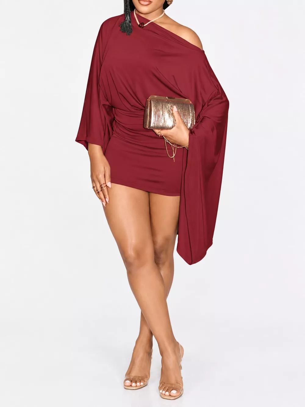 One-Shoulder Draped Bodycon Mini Dress, image 17
