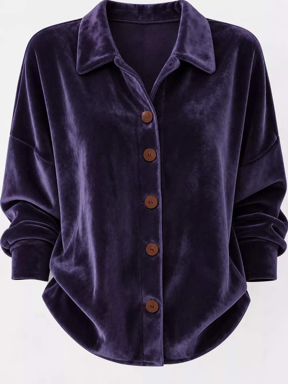Full Size Velvet Button-Down Long Sleeve Shirt Plus Size, image 17