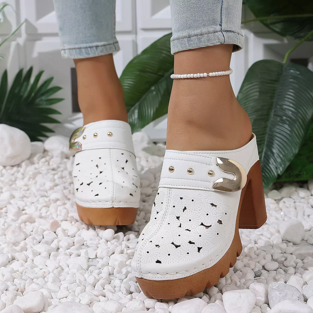 Round Toe Block Heels Sandals, image 4