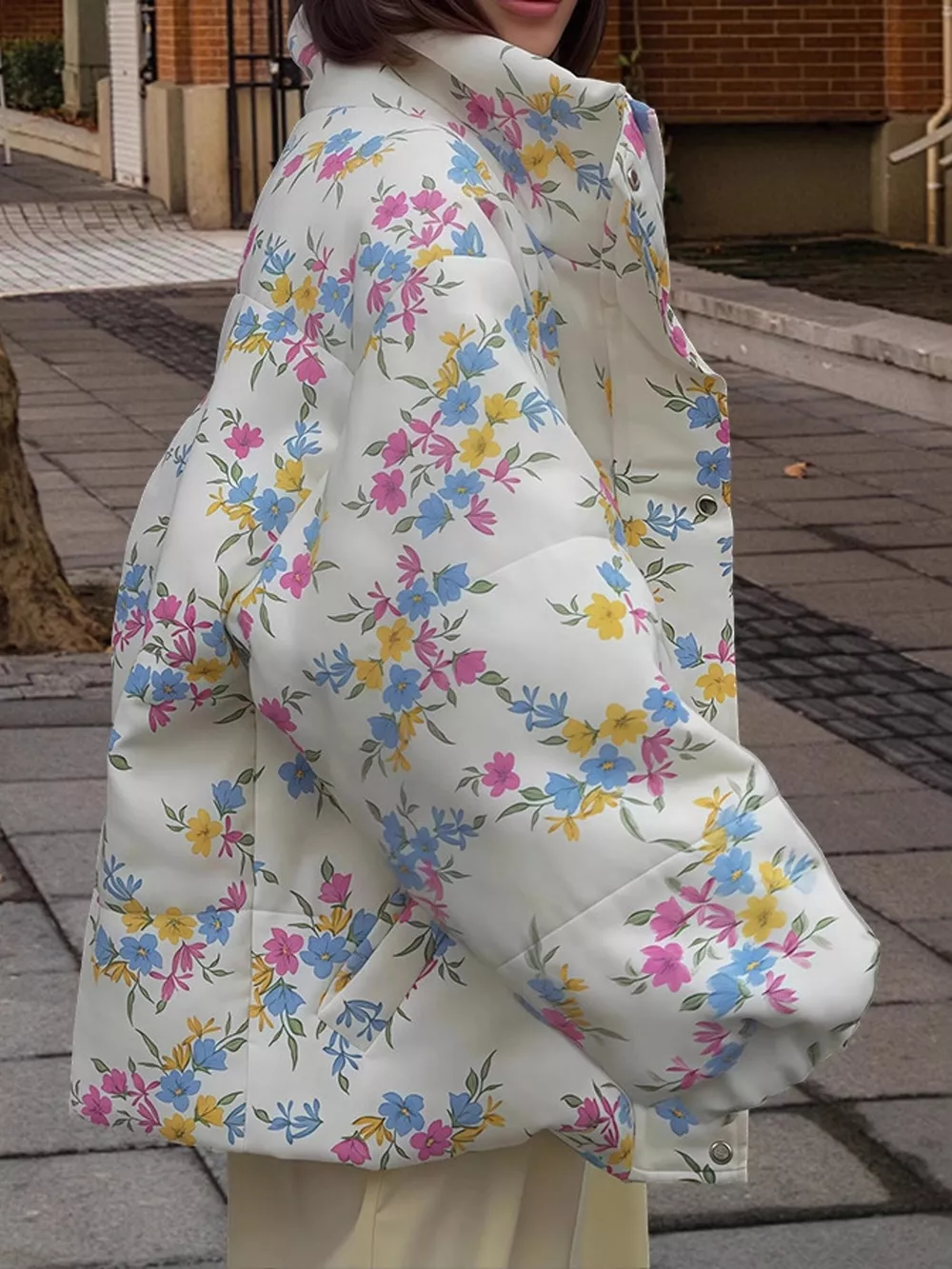 Floral Print Oversized Puffer Outerwear, image 3