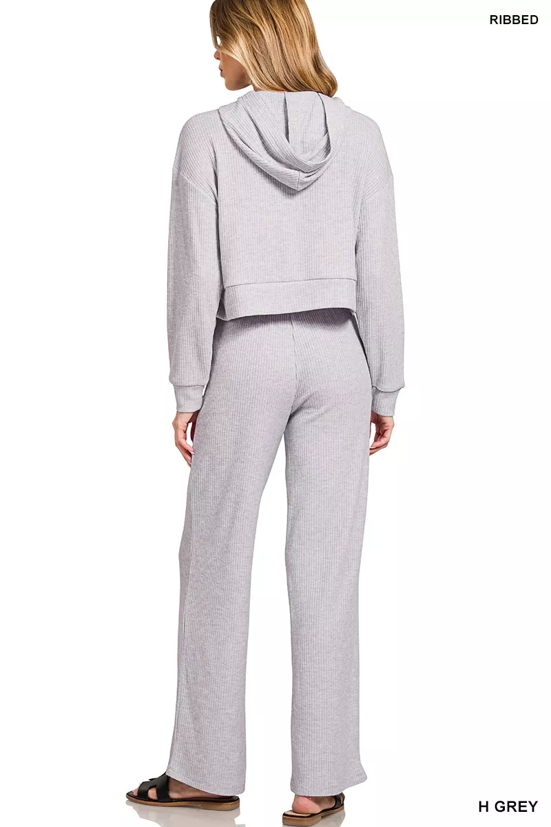 Drop Shoulder Ribbed Crop Hoodie, image 8