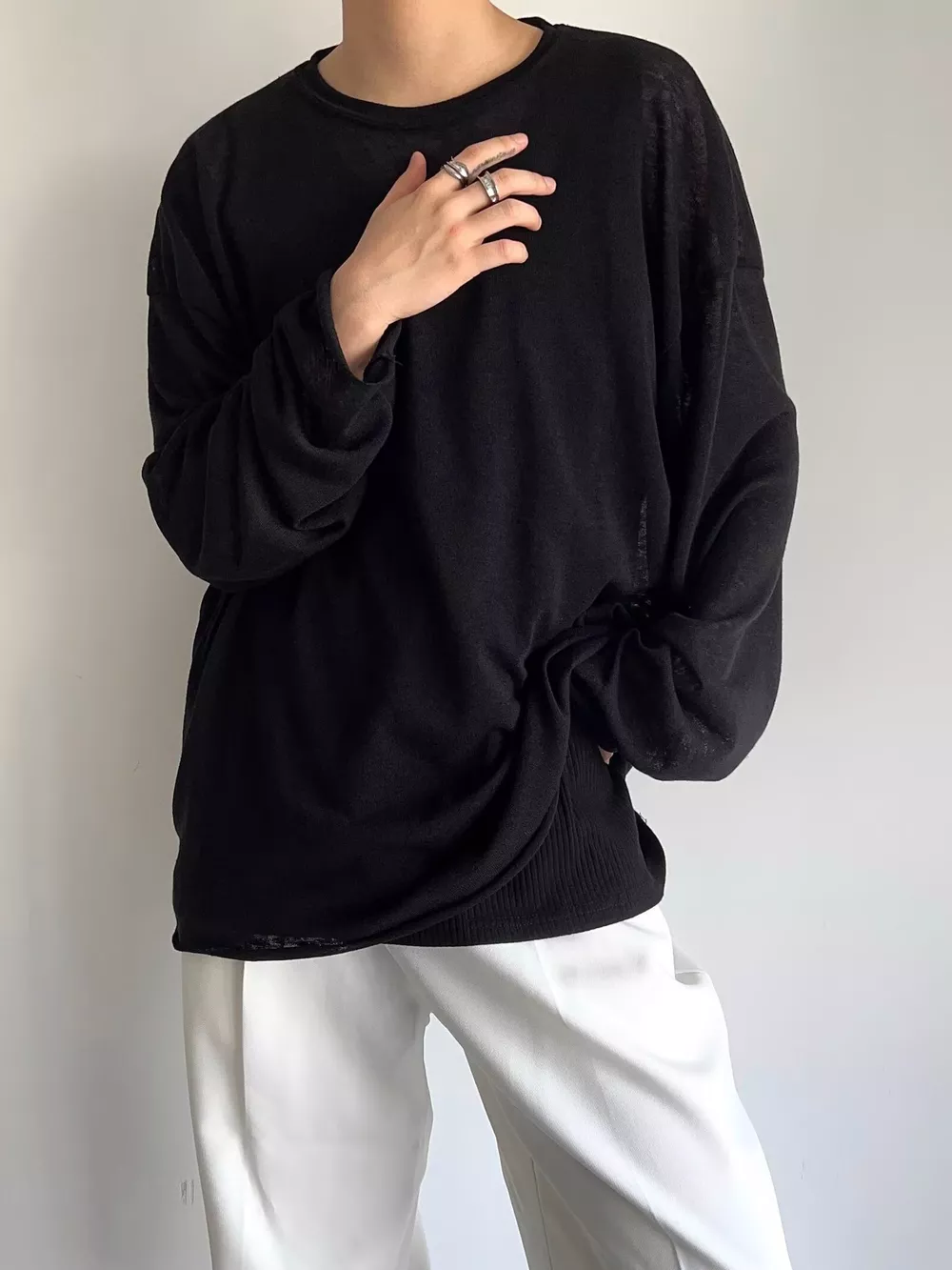 Men's Plus Size Heathered Long-Sleeve T-Shirt, image 4
