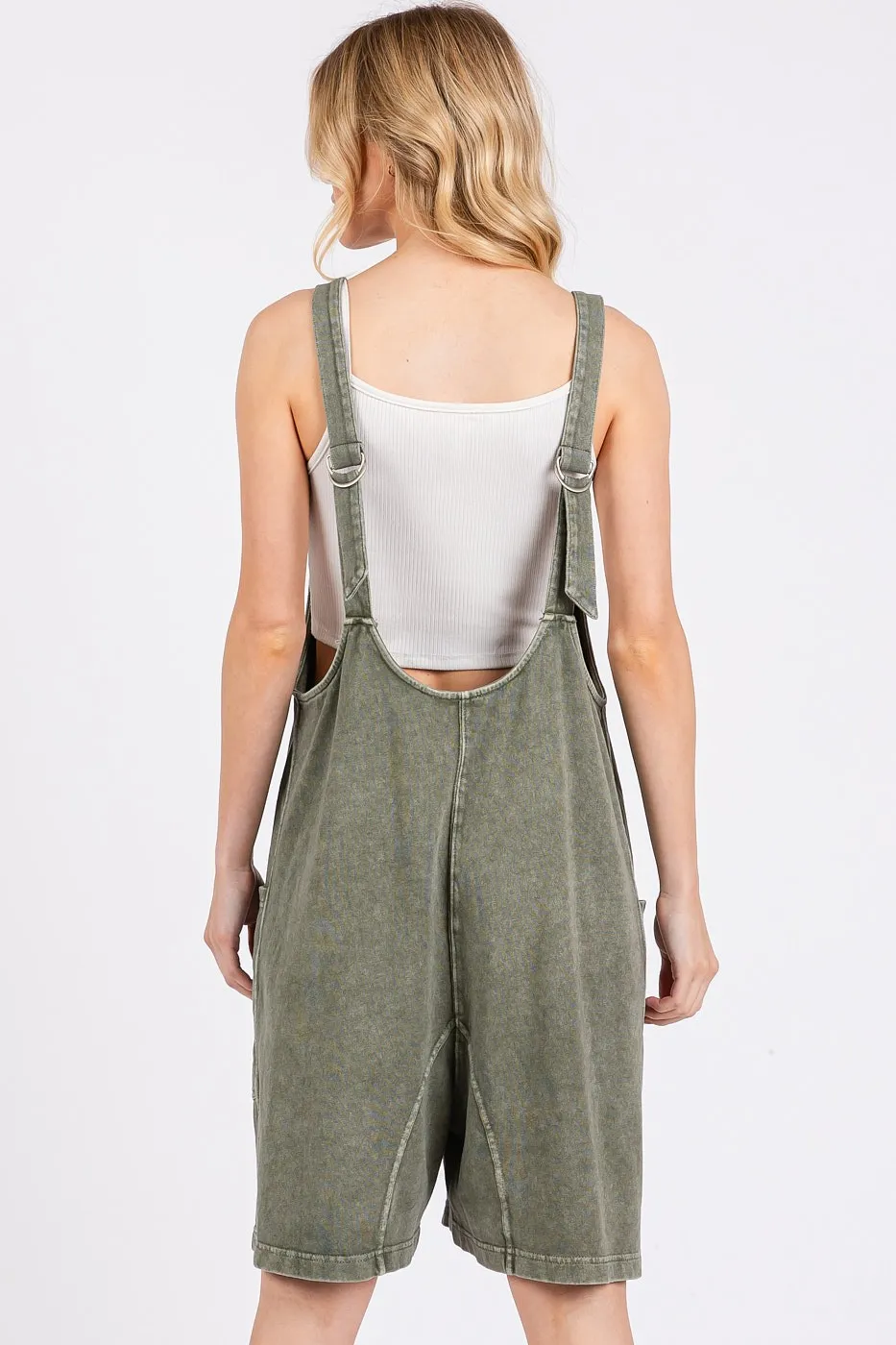 Low Scoop Neck Tank Washed French Terry Romper, image 7