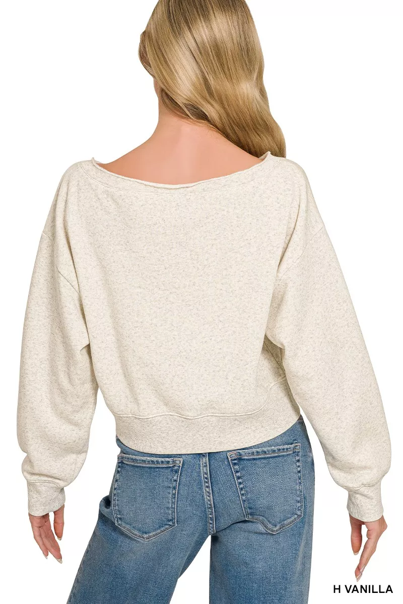 Fleece Boat-neck Sweatshirt, image 3