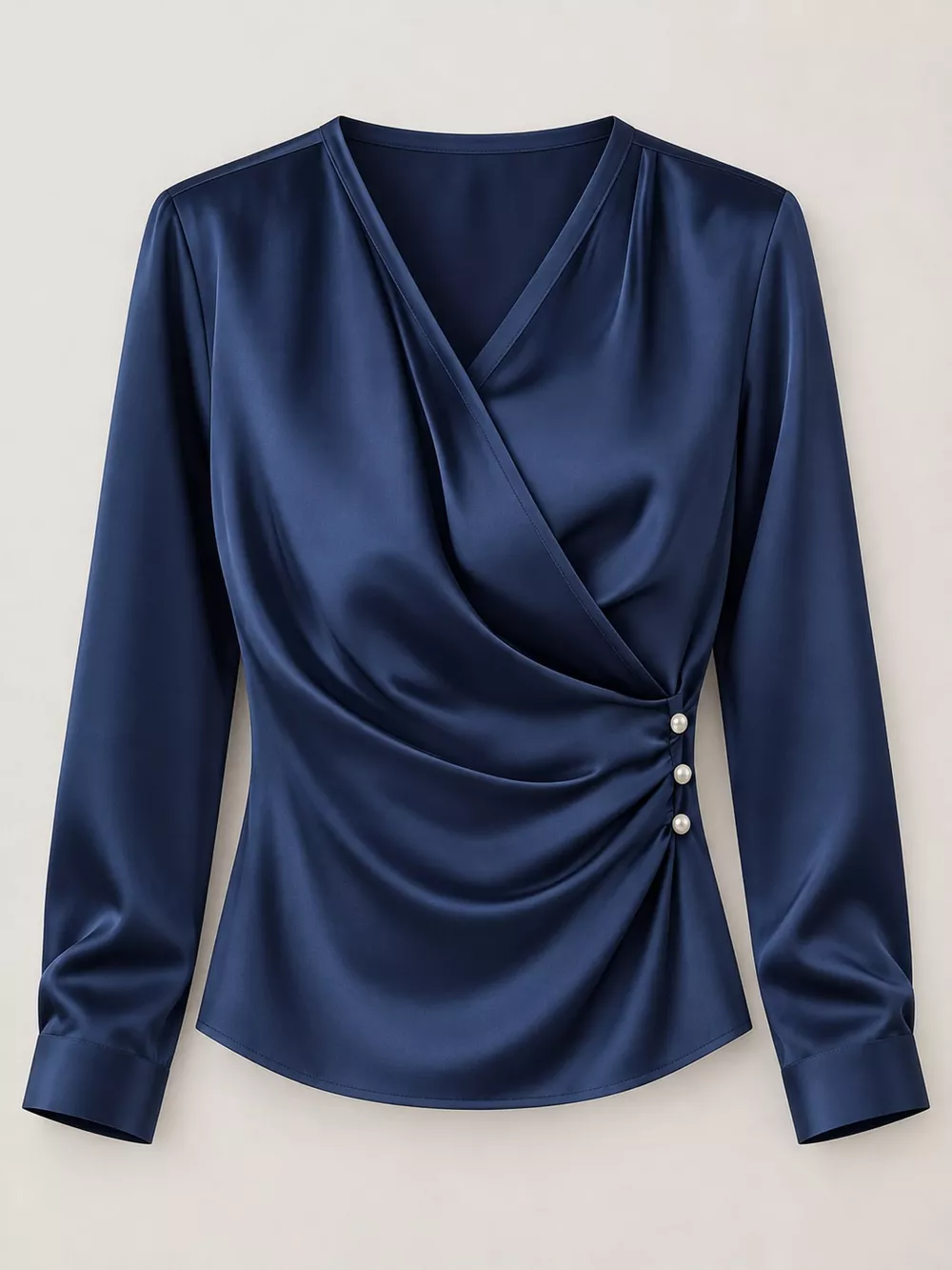 Satin Surplice Long Sleeve Blouse, image 25