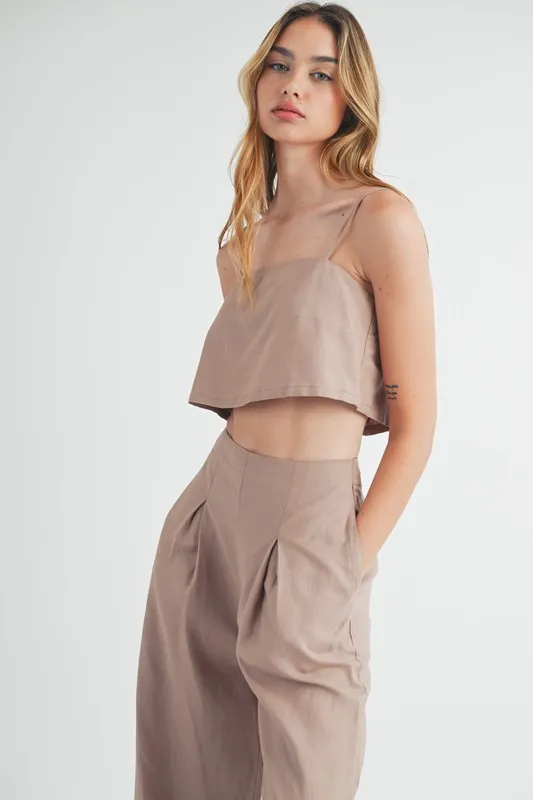 Linen Mix Crop Cami and Wide Leg Pants Set, image 4