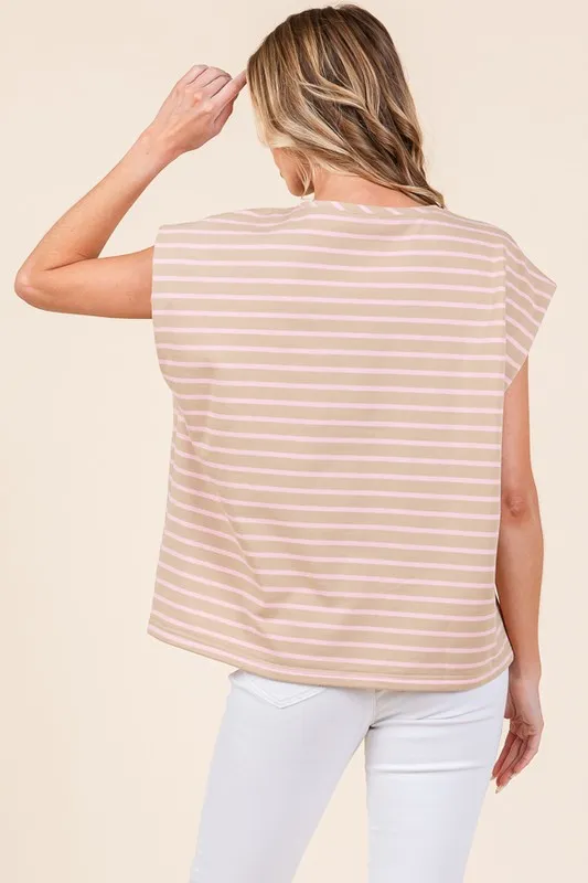 Striped Muscle Sleeve Top, image 3