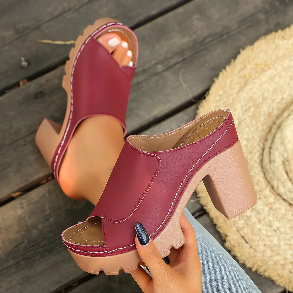 Peep Toe Block Heels Sandals, image 9
