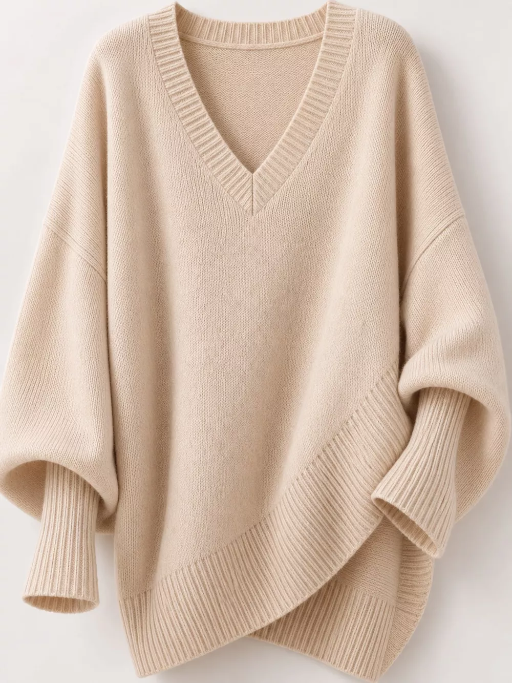 Full Size V-Neck Oversized Batwing Sleeve Sweater Plus Size, image 15