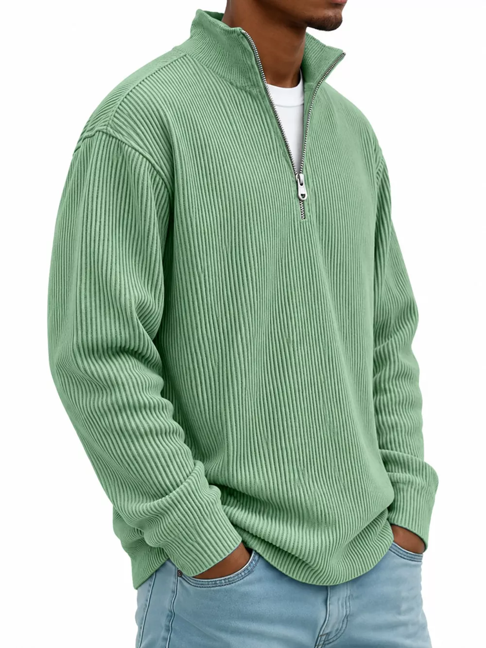 Men's Full Size Quarter-Zip Long Sleeve Sweatshirt Plus Size, image 12